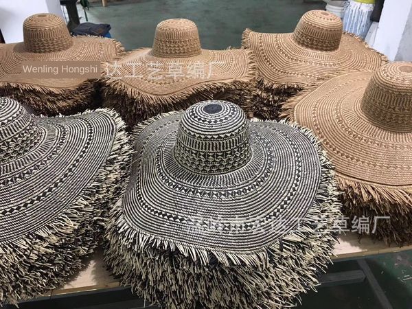 

straw plaited flower sunscreen super large flat holiday beach flat cap visor cap sun sun hat women's sunshade hat, Blue;gray