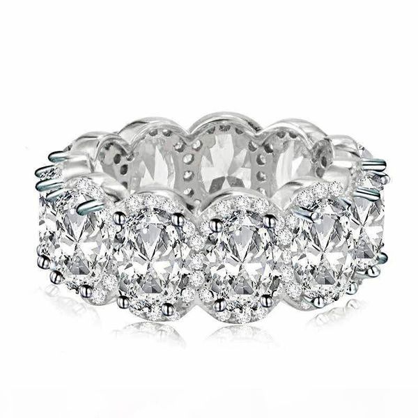 

stunning limited edition eternity band promise ring 925 sterling silver 11pcs oval diamond cz engagement rings for women, Slivery;golden