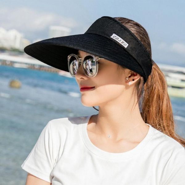

outdoor hats sun uv protection cap sports hat large brim visor, Black;white