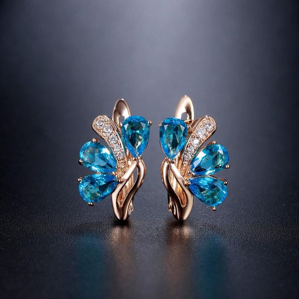 

stud hanreshe earrings horse eye natural zircon cute gift women rose gold red blue crystal earings jewelry, Golden;silver