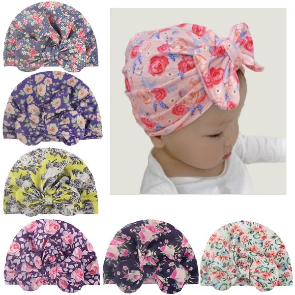 

new baby printed bow hat butterfly pullover soft infant fashion children's pullover hat, Blue;gray
