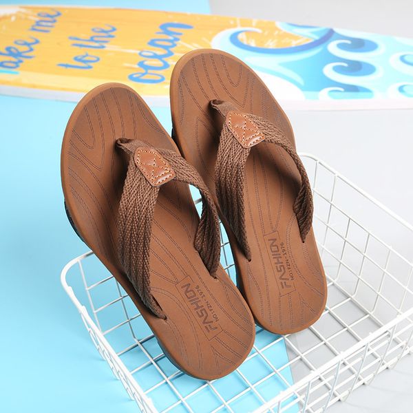 

summer soft bottom non slip flip-flops fashion men's slip slippers seaside casual all-match men slippers chanclas de mujer playa, Black