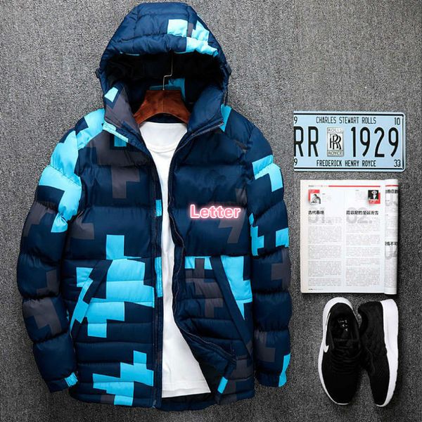 

men's designer down jacket autumn and winter fashion warm with letter printed jacket new trend coat men size l-6xl, Black