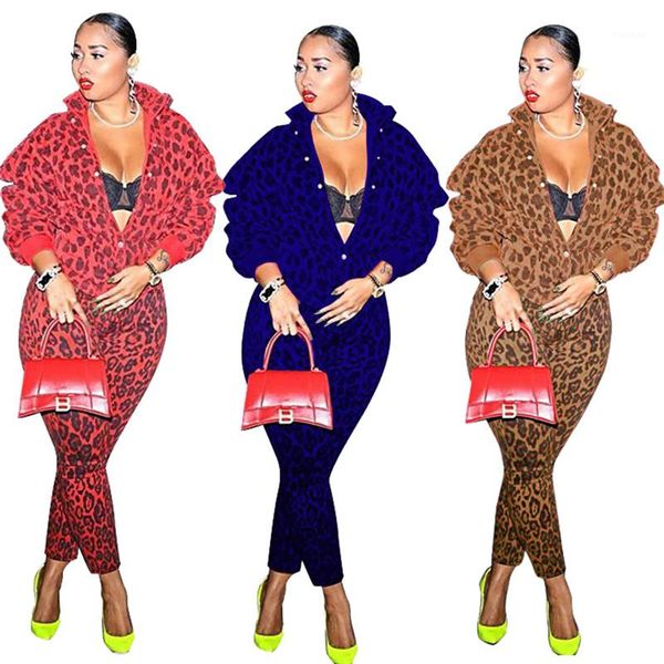 

single breasted stand collar suits luxury designer womens two piece pants autumn winter female designer fashion suits leopard printed, White