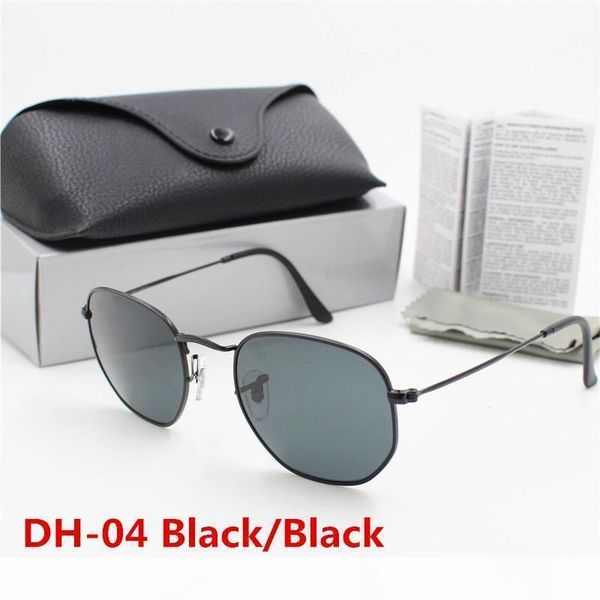 

k yxvaxl 1pcs new to fashion hexagonal sunglasses gunmetal frame green glass lens uv400 protection black case .dr3571, White;black