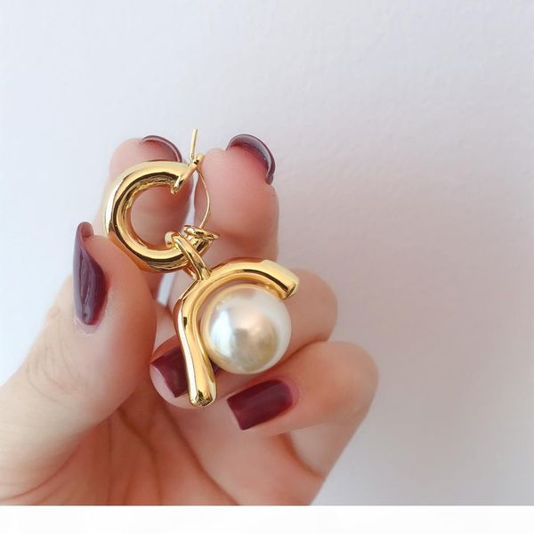 

i electroplated thick gold pearl pendant fashion designer earrings luxury designer jewelry women earrings, Golden
