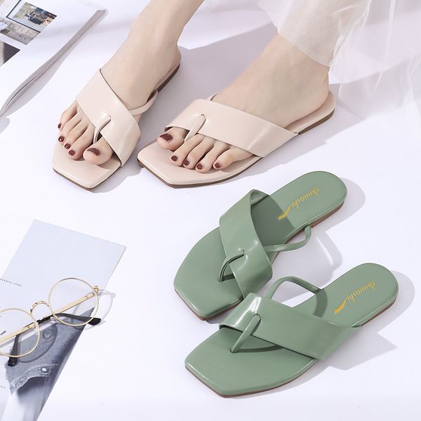

women's outside flip-flops slippers 2020 casual outside sandals fashion women wear new beach korean shoes, Black