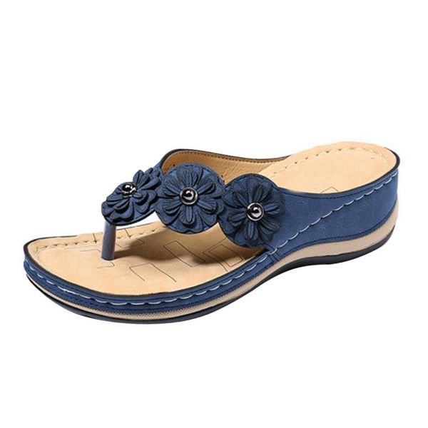 

summer women sandals flower wedge ladies open toe casual shoes platform flip flops wedge slides beach shoes woman sandalia, Black