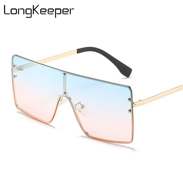 

fashion oversized square sunglasses women 2020 new flat one piece gradient sun glasses female blue pink eyewear shades uv400, White;black