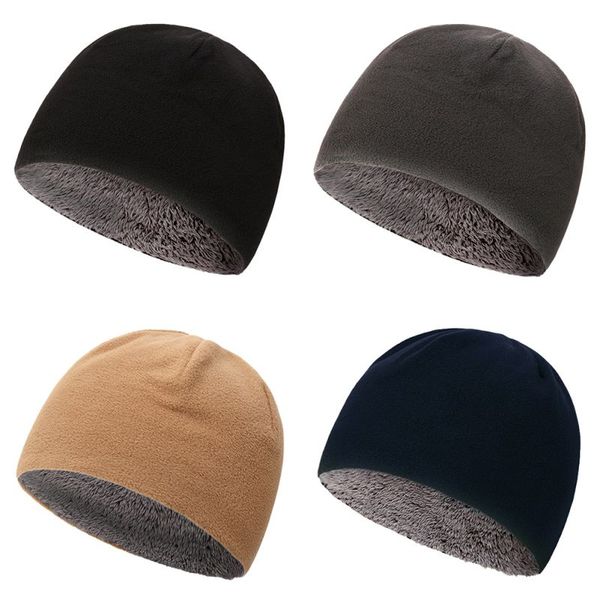 

fleece cycling caps warm velvet thick hooded cap windproof running mountaineering hat, Black