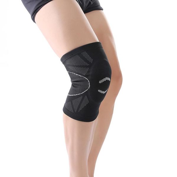 

new style 3d weaving knee support built -in eva foam pad sports fitness cycling hiking knee protect brace sports safety, Black;gray