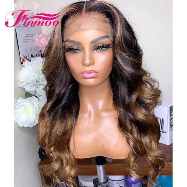 

honey blonde wavy lace front human hair wigs pre plucked ombre colored peruvian remy 13x6 lace frontal wig for black women 180%