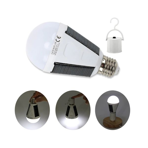 

solar panel lights bulb led powered light portable waterproof emergency light bulb 7w 12w 1200mah white crestech