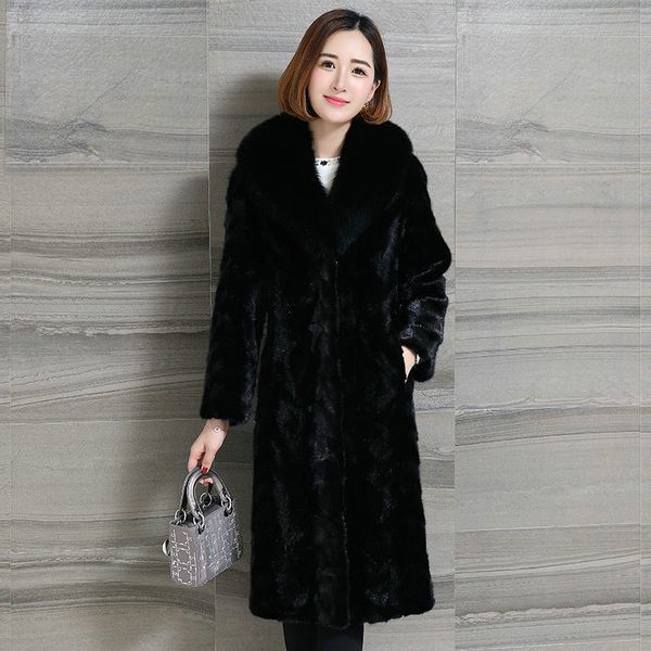 

long-term availability] new fur collar imported fight fashion warm coat coat women, Black