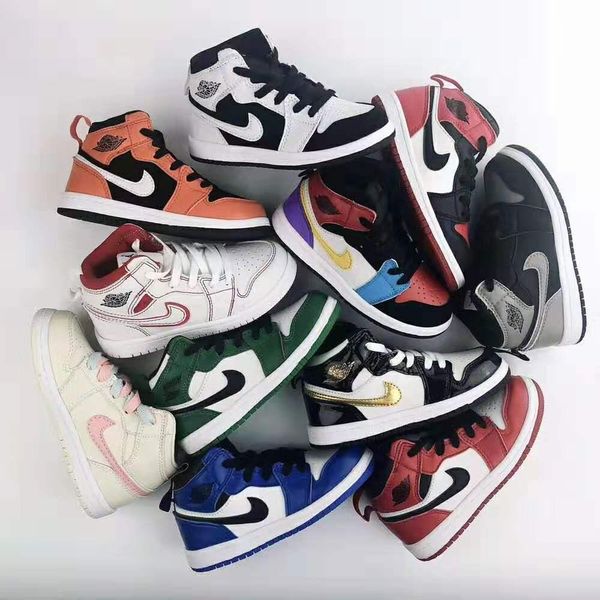

2020 jointly signed high og 1s kids basketball shoes chicago 1 infant boy girl sneaker toddlers new born baby trainers children, Black;red