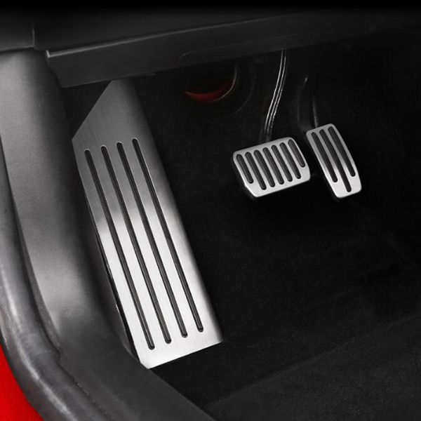 Copertura del pedale del resto dell'auto in lega di alluminio di alta qualità 3 pezzi + copertura del pedale dell'acceleratore + copertura del pedale del freno per Tesla Model 3 2017-2020