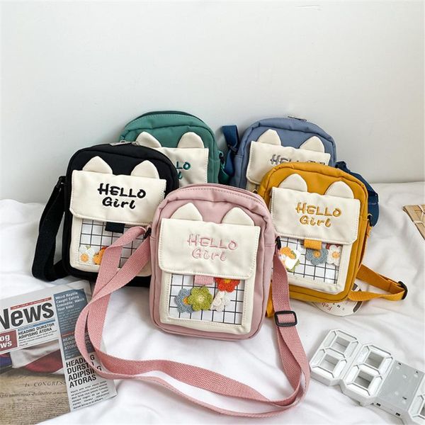 

crossbody bags for women cute cartoon cat ear patchwork hit color transparent flap girl shoulder bags zipper bolsas de mujer