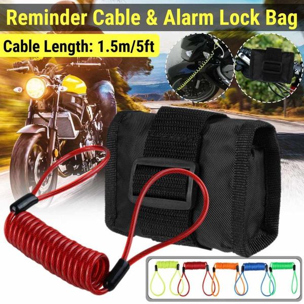 

1.5m reminder cable + alarm lock bag for motorcycle motorbike anti thief motorbike wheel alarm disc lock 5 color