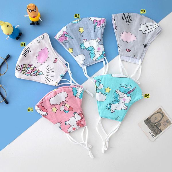 

rainbow unicorn 3d printed kids designer face mask adjustable protective mask dust and haze breathable face masks ahf468