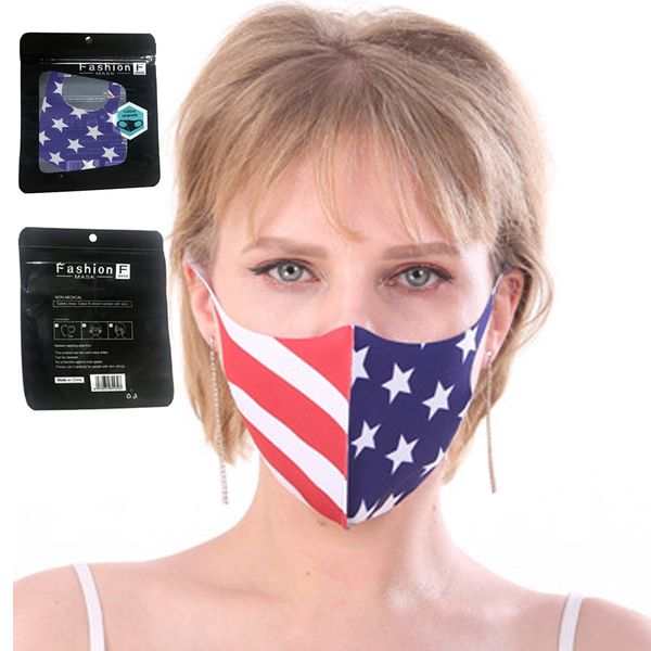 

America Face Mask Cartoon Printed Reusable USA flag 3D leopard print Anti Dust Washable Outdoor Mouth Cover Designer Masks