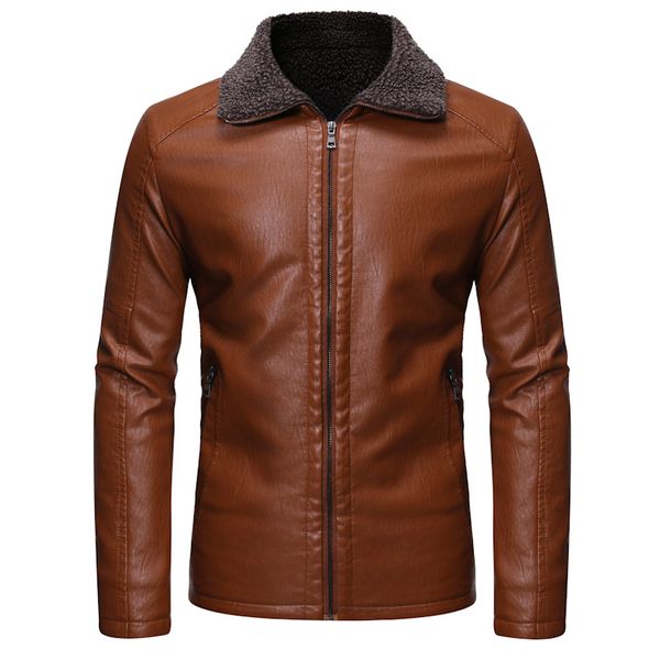 

mens luxury designer jacket autumn winter plus size warm leather casual coats slim fashion male clothing, Black;brown