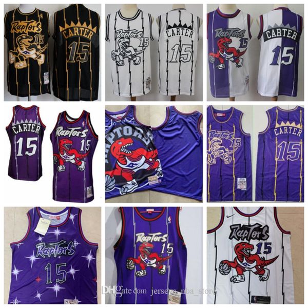 

men youth toronto raptors vince carter 15 fanatics branded white 1998-99 city swingman basketball jersey 07, Black;red