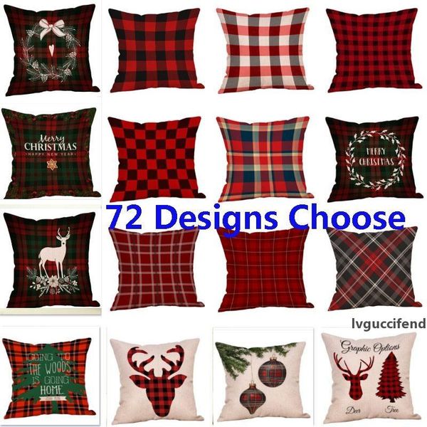 

pillow case cover christmas stripe cushion covers new plaid linen sofa pillow case cushion cover xmas gift home decor 72 style hh7-1849