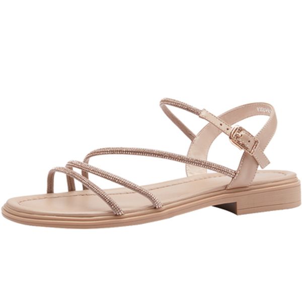 

2020 summer new rhinestone flower sandals thick-soled casual comfortable all-match roman large size sandals, Black