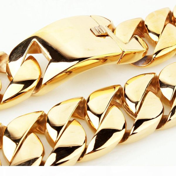 

лучшее качество real титановый стали ювелирными изделиями heavy умерьте кубинскую ссылку ожерелья для мужского напыщенной gold chain 71см *, Silver