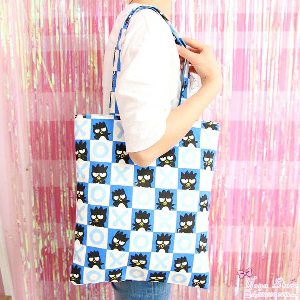 

lism melody penguin gudetama fashion anime canvas shoulder bags casual shopping bag soft tote handbag lady girls