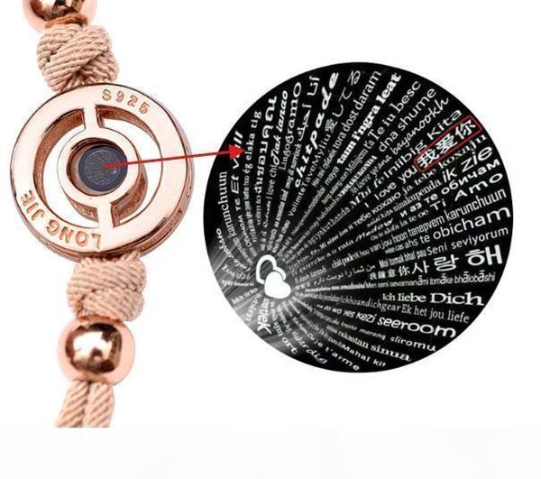 

k speak 100 languages i love you bracelet sterling silver rose gold bracelet creative confession device 2018, Golden;silver