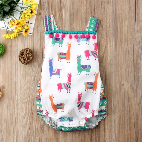 

дети летняя одежда для новорожденных infant baby girl fringe животных bodysuit комбинезон outfit рукавов backless женский пляжный костюм, Blue