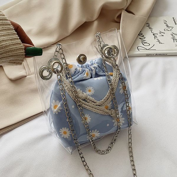 

women's bucket new shoulder plastic transparent 2020 sweet lady shoulder bag messenger bag