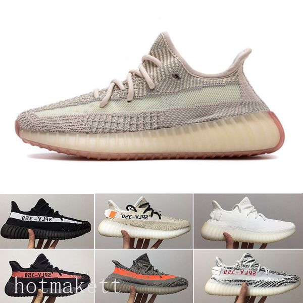 

glow in the dark v2 kanye west real eva shoes triple black white clay true form hyperspace cream bred zebra sneakers g55-e