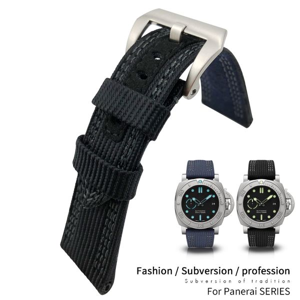 

26mm hight quality nylon fabric new style watch band for pam985 stainless steel pin clasp needle buckle waterproof strap for men f4313712, Black;brown