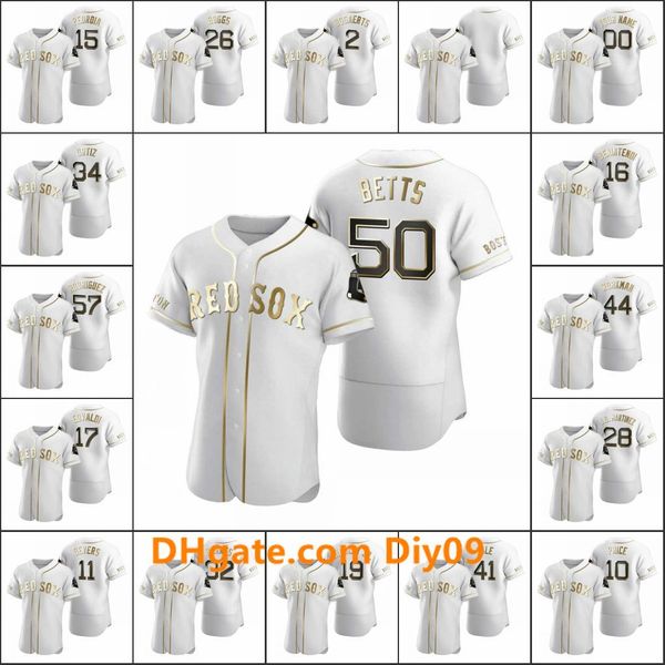 

bostonred sox #34 david ortiz 50 mookie betts 15 dustin pedroia men women youth white authentic golden edition custom jersey, Black