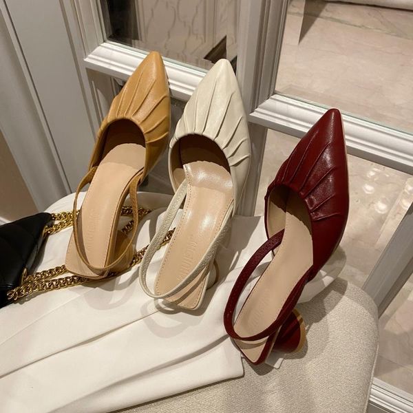 

female shoes low ladies' slippers pointed toe 2020 genuine leather summer cover slides rome rubber pu scandals hoof heels basic, Black