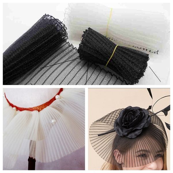 

buwem diy mori series bride hat pleated wide mesh handmade diy handmade belt pleated elastic net clothing dress headdress modeling accessori, Silver