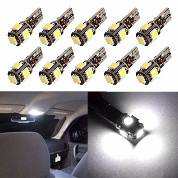 

500pcs-pack car error canbus t10 194 192 168 w5w white 6000k 5smd led bulbs white dome map door courtesy light license plate light