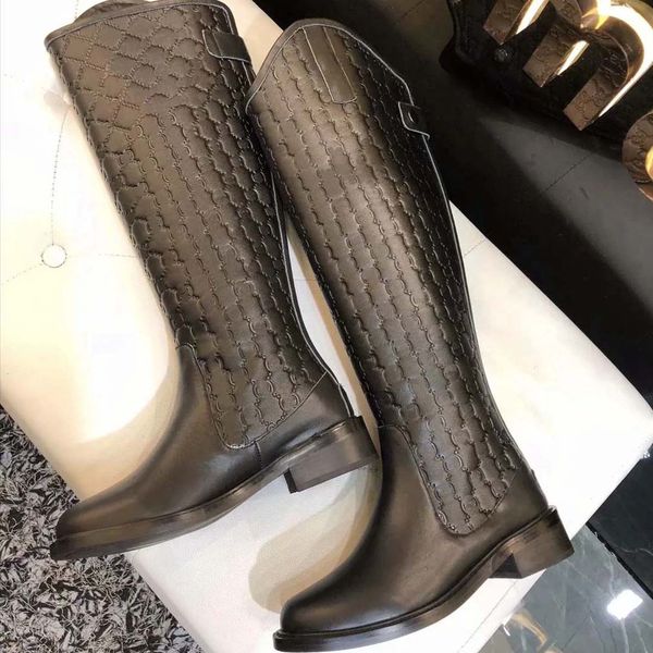 

fashion color matching round head women long boots female martin casual wild non-slip leather women's boots 09 g33, Black