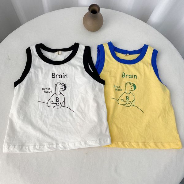 

20 t- clothing children's wear sports children's korean style vest t-shirt boys and girls cartoon sleeveless base shirt baby fashi, Blue
