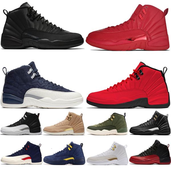

2020 12s winterized wntr gym red michigan mens basketball shoes the master flu game taxi 12 men sports sneakers trainers shoe 7-13
