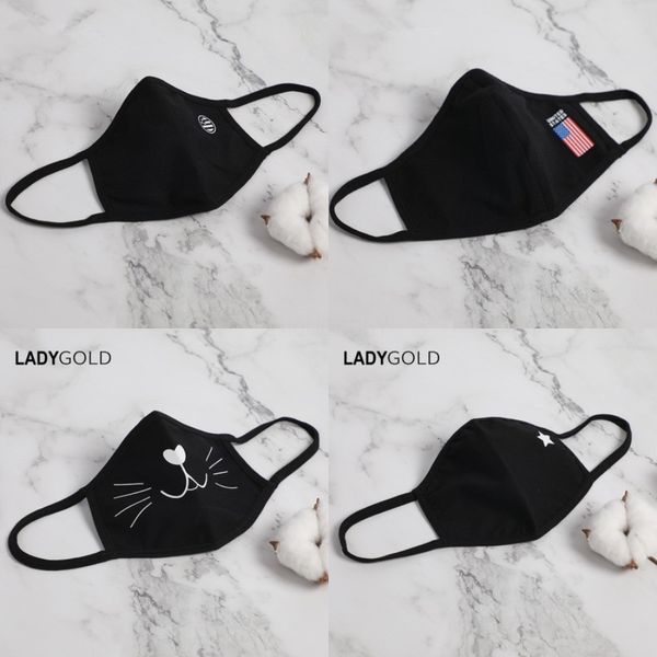 

in stock cotton dustproof mout fa mask anime cartoon lucky toot women men muffle fa mout masks black creative masks#441