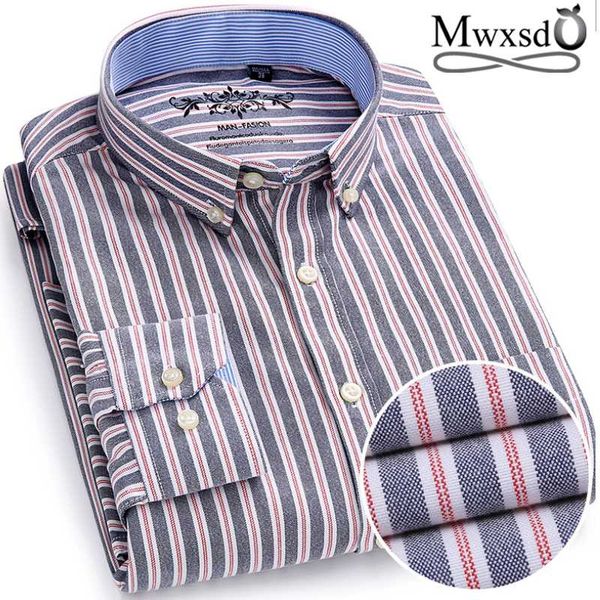 

mwxsd casual mens oxford cotton shirt men striped plaid wedding part shirts male slim fit non iron easy care shirt, White;black