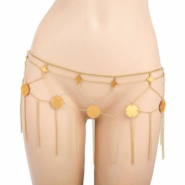

new trendy shiny beads waist chain metal tassels stars body necklace charm jewelry summer chain handmade for women gif t200508