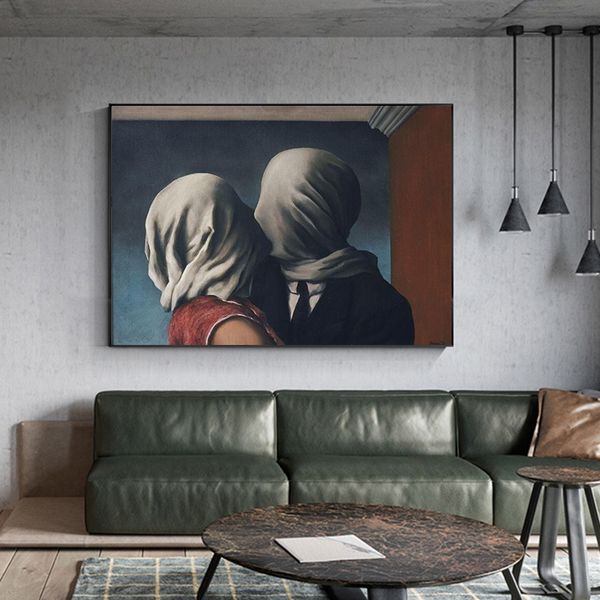 

rene magritte the lover canvas paintings posters and prints surrealism canvas wall art for living room home decor (no frame