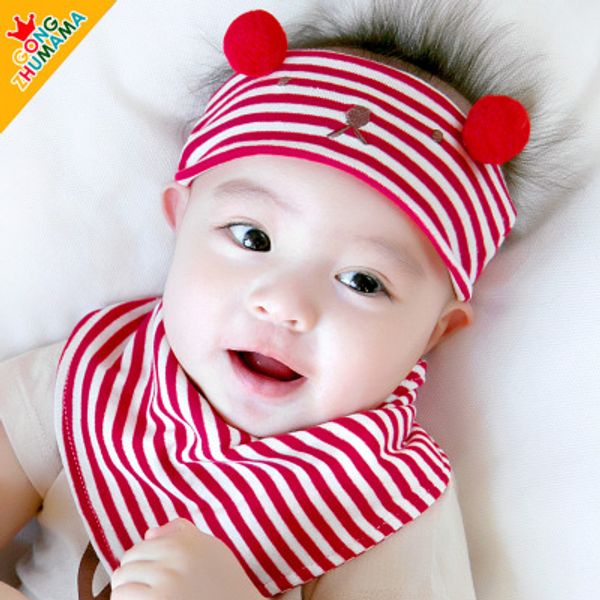 

baby fashion новорожденных шляпы babys полосатого медведь печать хлопок шляпа мальчики и девочек дизайнер caps + triangle шарф дети красочны, Yellow