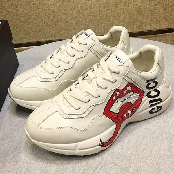 

womens casual shoes sneakers breathable walking footwears trainers with origin box womens rhyton sneaker casual shoes luxury style zapatos, Black