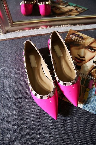 

sale b050 34/40 genuine leather v stud ballerina flats blue black nude red yellow rose pink fashion women