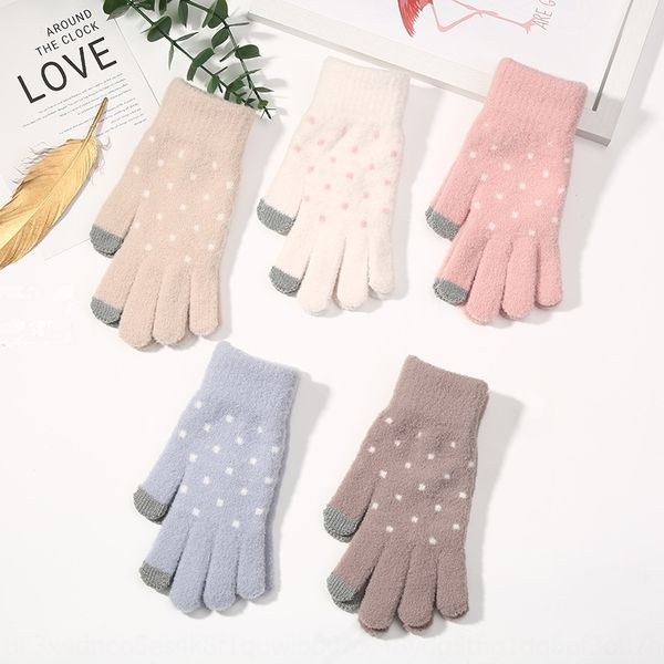 

full finger spot cute women's warm and finger gloves outdoor warm gloves